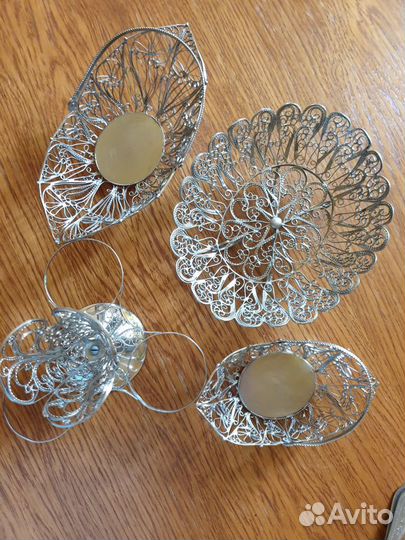 Конфетница спецовник салфетница скань мельхиор