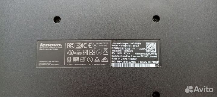 Ноутбук lenovo ideapad 100-15IBY 80MJ