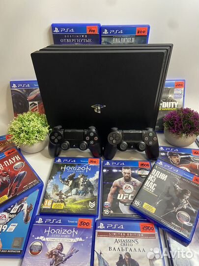 Sony ps4 pro + 2 геймпада + 750 игр