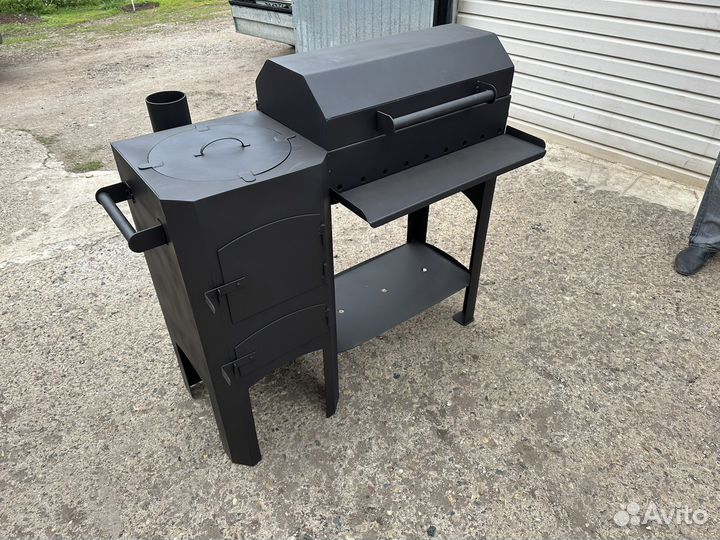 Мангал с печью под казан крышкой