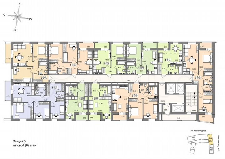 2-к. квартира, 56,4 м², 22/26 эт.