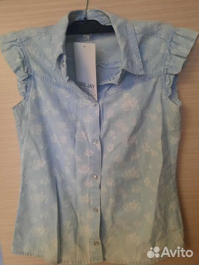 Джинсовая рубашка для девочки р.146