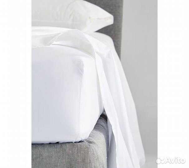 Простынь GoodNight Сатин 160х200х20 Белый на резин