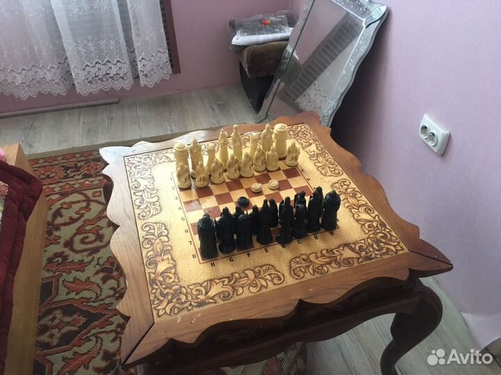 Шахматы нарды шашки 3 в 1 ручной работы