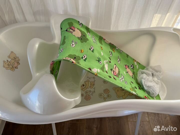 Ванночка для купания с термометром tega baby+горка