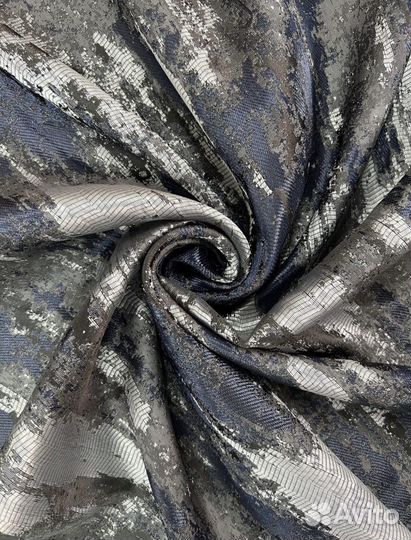 Шторы плотные синий мрамор