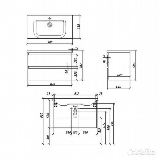 Тумба под раковину caprigo Forte 90 белый 36113-SF027