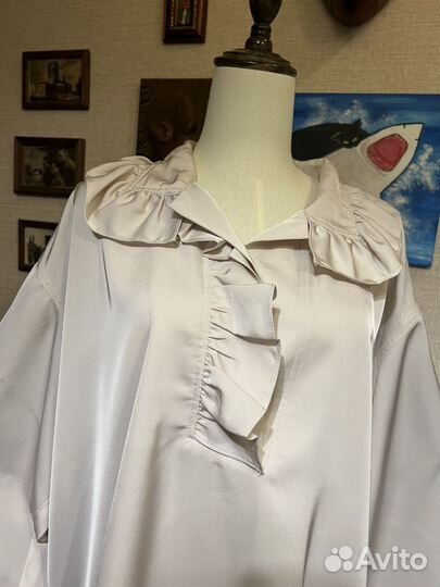 Блузка женская большой размер оверсайз с воланами