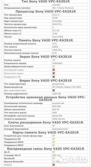 Ноутбук Sony Vaio