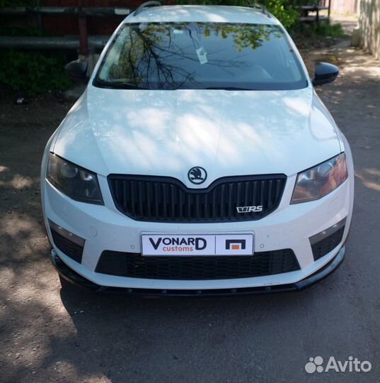 Сплиттер переднего бампера Skoda Octavia 3 A7 RS р