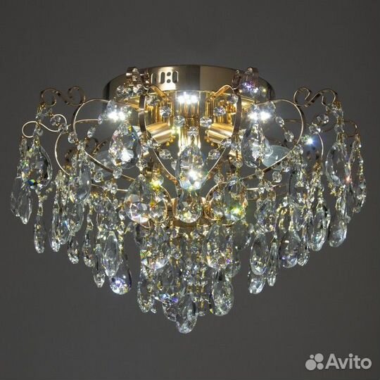 Люстра 'Мария' 6х60Вт Е14+18Вт LED пду золото 49х4