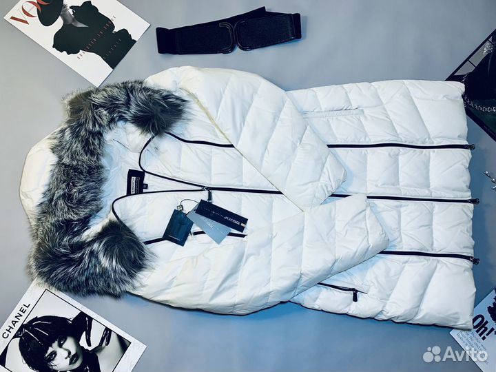 Пуховик женский белый 50 натуральный пух