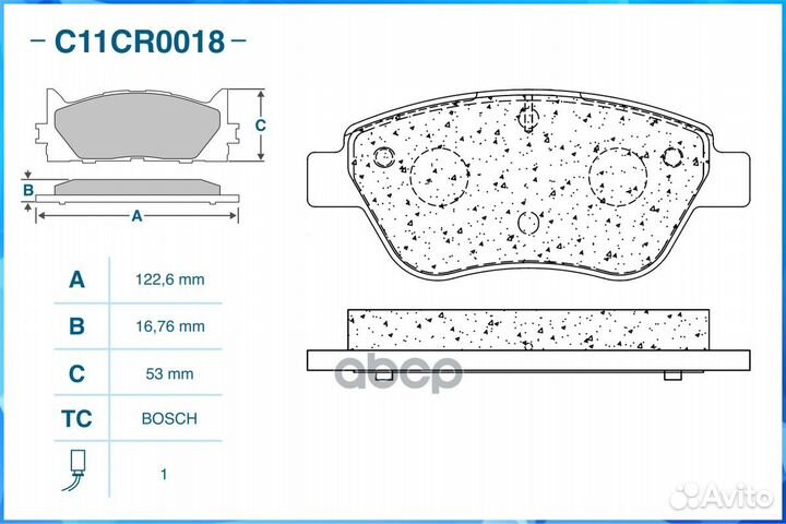 Тормозные колодки передние C11CR0018 cworks