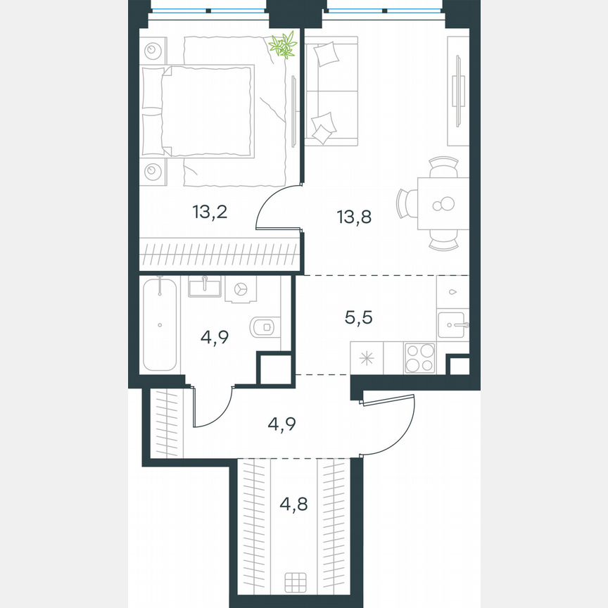 2-к. квартира, 47,1 м², 52/64 эт.
