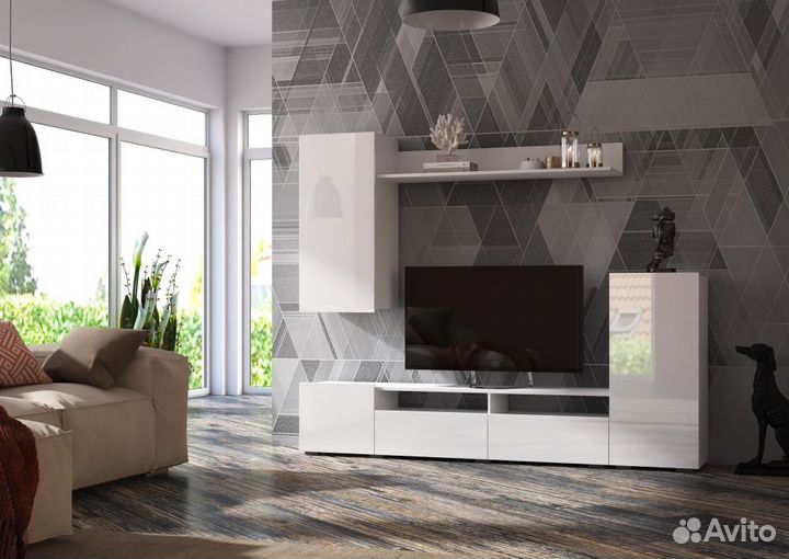 Гостиная Лия белый глянец мдф