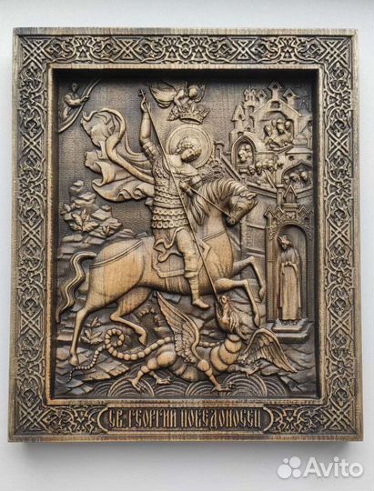 Резное панно Георгий Победоносец