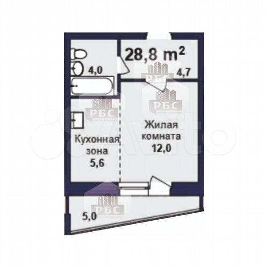 Квартира-студия, 28,8 м², 15/16 эт.