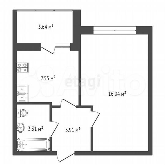 1-к. квартира, 32,9 м², 8/10 эт.