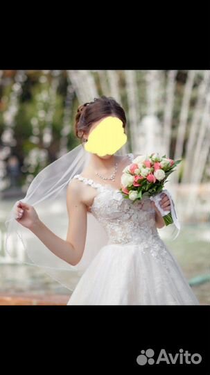 Свадебное платье + фата, бижютерия, подъюбник