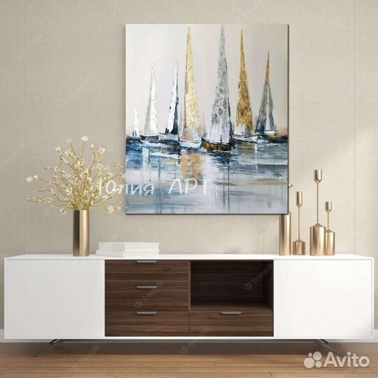 Картина в морском стиле в интерьер на холсте