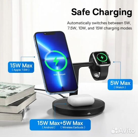 Беспроводная зарядка Baseus Swan 3-in-1 20W