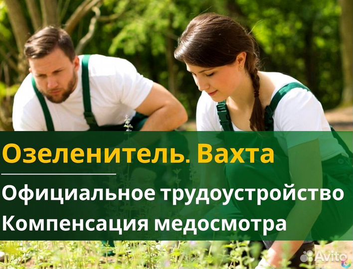 Вахта 60/30 Жильё питание / Озеленитель