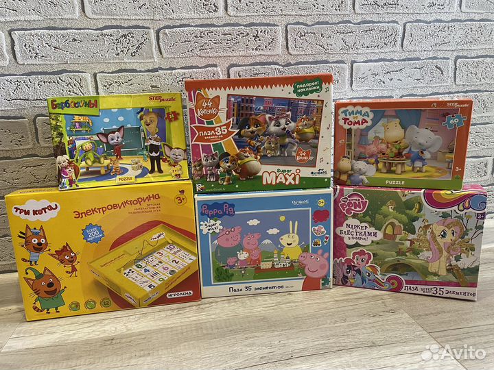 Пазлы Макси, электровикторина Три кота, барбоскины