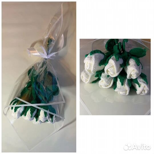 Букет из вязаных роз