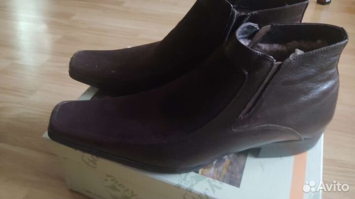 Сапоги мужские зимние кожаные,с замшевой вставкой