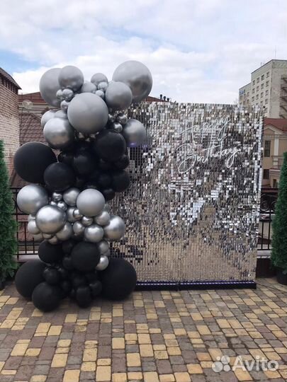 Фотозона пайетки на день рождения, юбилей, свадьбу