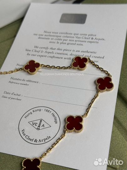 Колье van cleef alhambra желтое золото 750