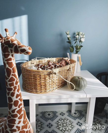 Детская плетеная кроватка колыбель+подставка