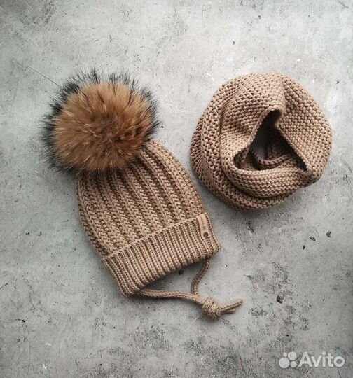 Зимний комплект шапка и шарф для мальчика