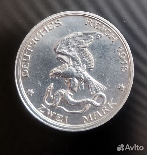 Монета Пруссия Германия 2 марки серебро юбилейная