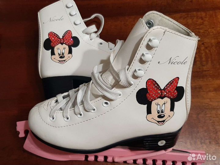 Коньки детские 32 размер.Ручная роспись. Кристаллы