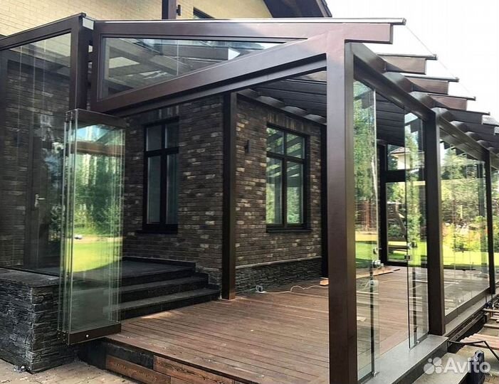 Безрамное остекление панорамное террас