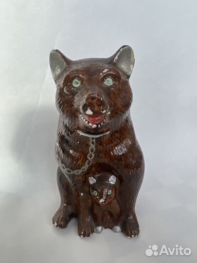 Старинная копилка Медведица с медвежонком 26 см