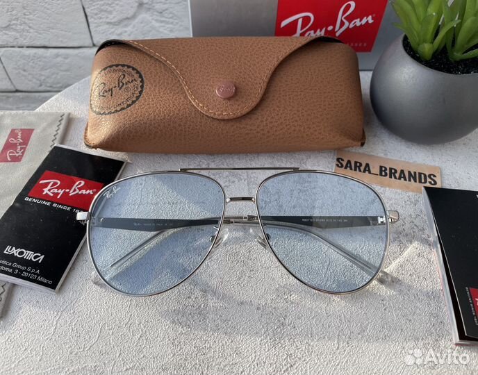 Очки ray ban авиатор голубые