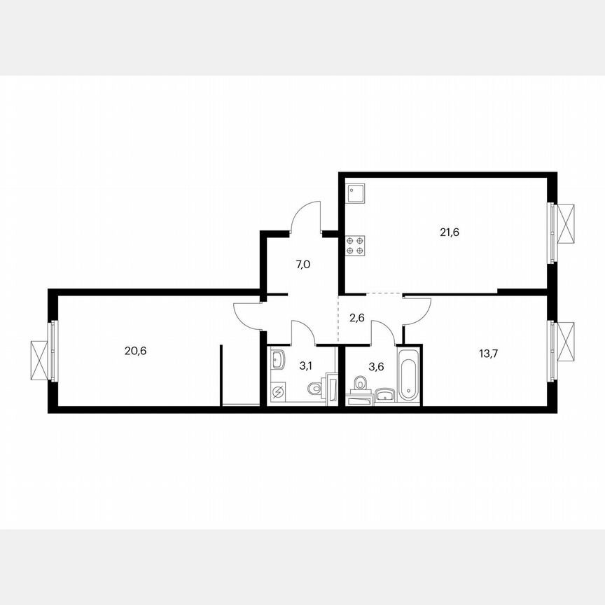 2-к. квартира, 72,3 м², 2/17 эт.
