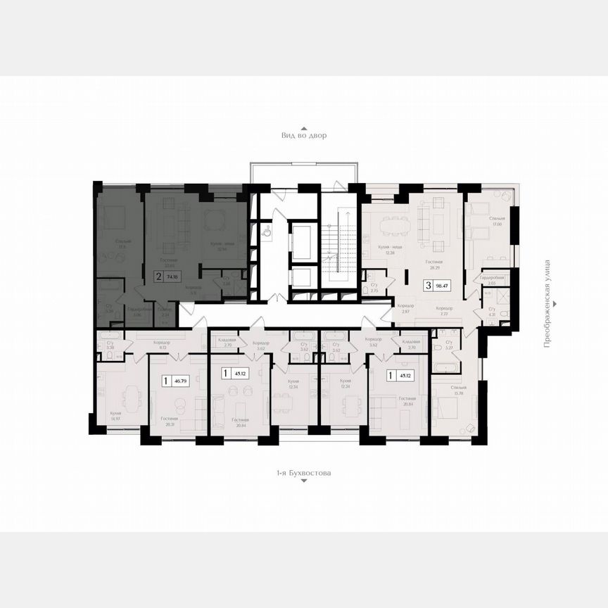 2-к. квартира, 74,2 м², 2/17 эт.