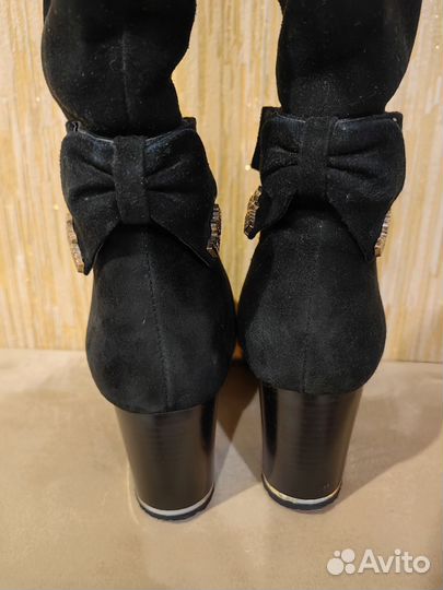 Сапоги зимние замшевые