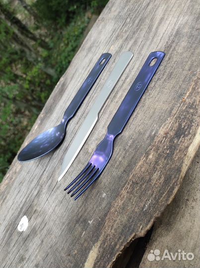 Набор титановый ложка, вилка, нож