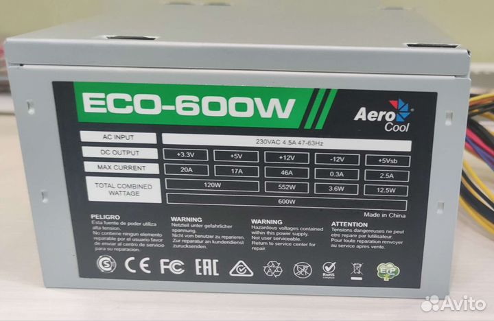 Блок питания AeroCool ECO 600W