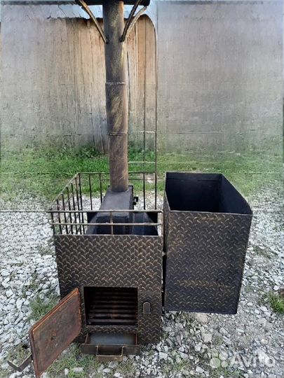 Печь для бани с баком. Прицеп самодельный