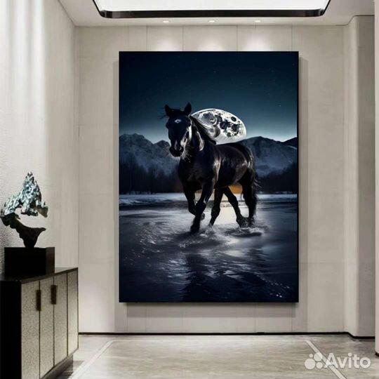 Интерьерная картина маслом лошадь