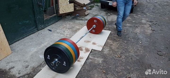 Штанга с бамперными дисками 177,5 кг