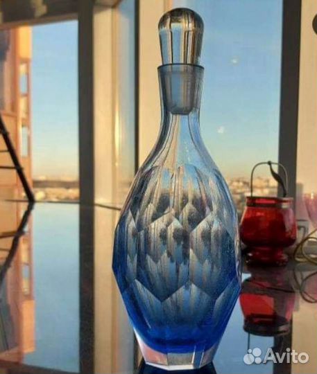 Голубой гранёный графин 69-е