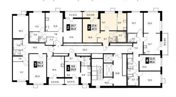 2-к. квартира, 47,3 м², 17/24 эт.