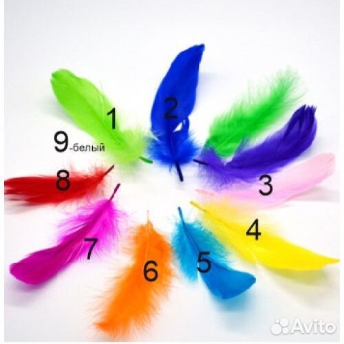 Перья цветные декоративные