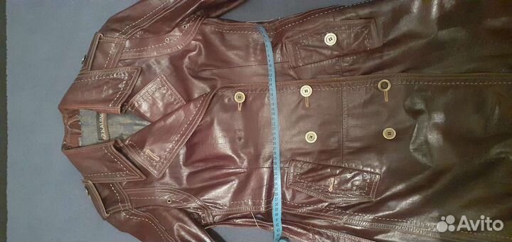 Кожаный плащ женский 46